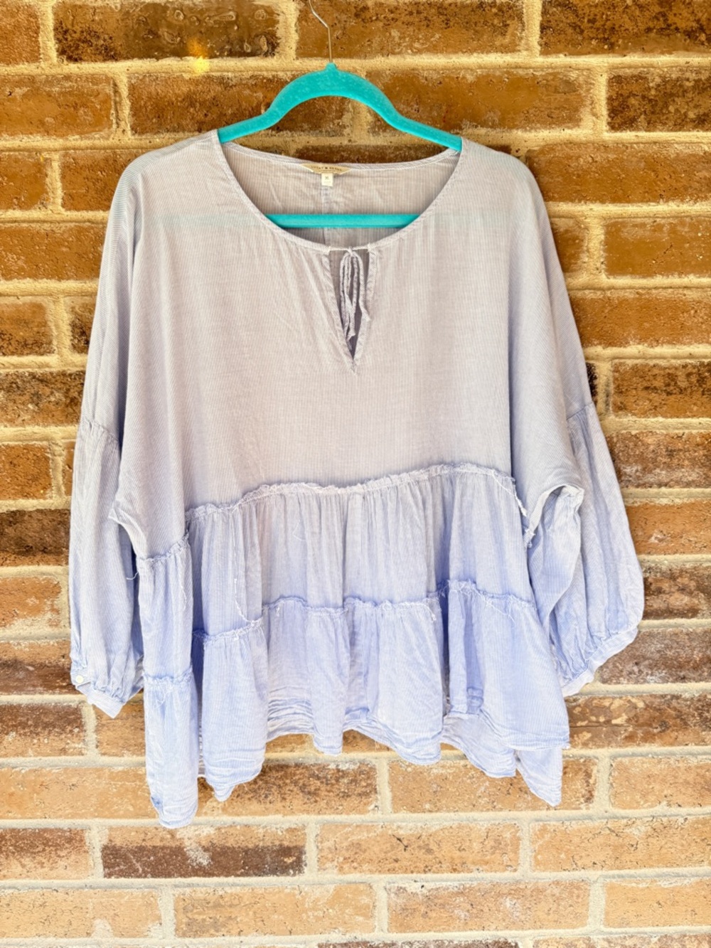 Lucky Brand Light Lavender Tiered Peasant Blouse